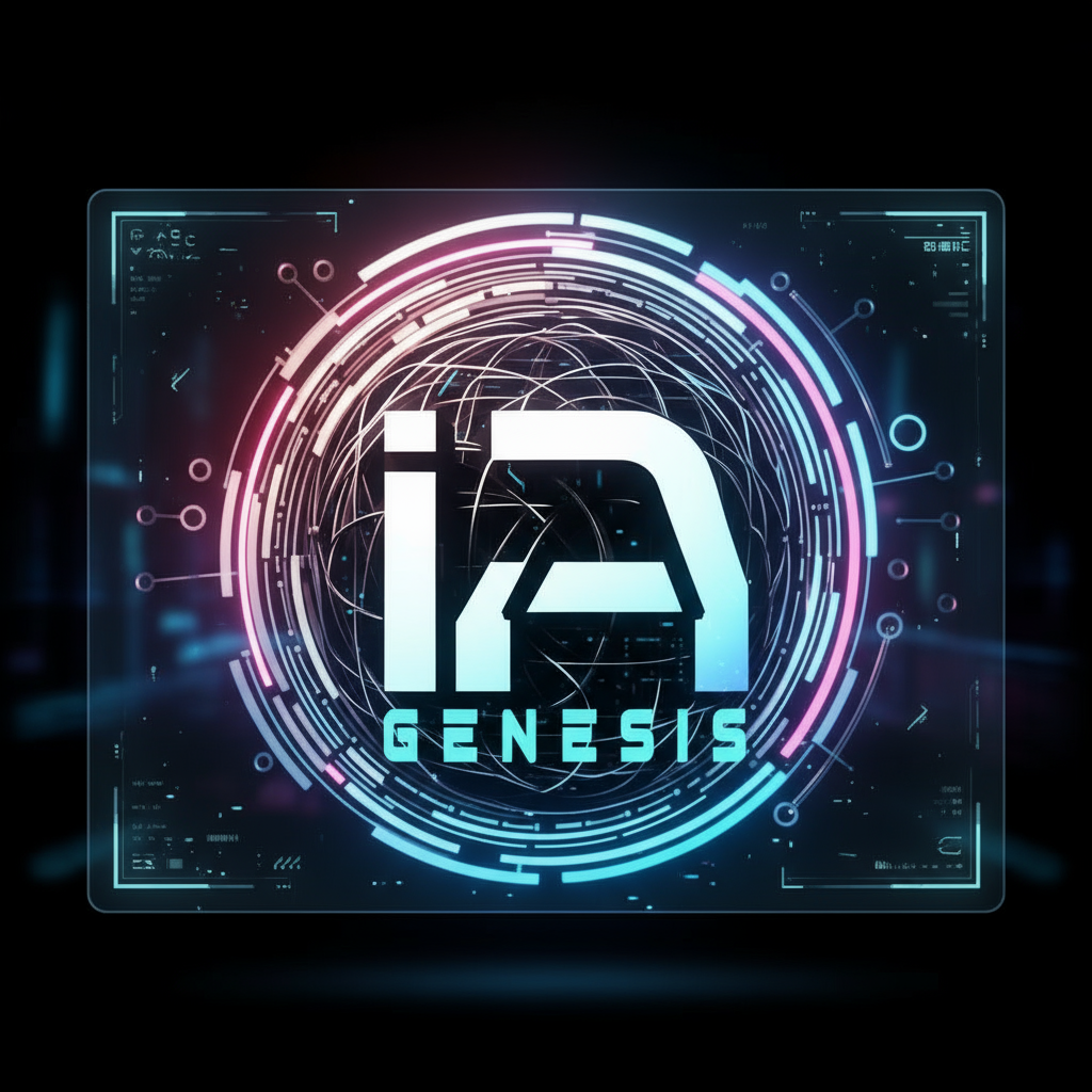 Genesis IA holographic logo with futuristic interface